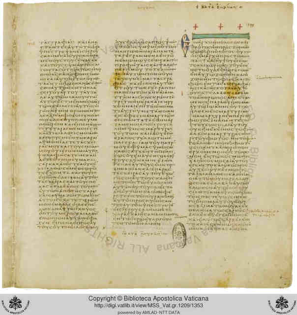 Codex Vaticanus (end of Luke, beginning of John)